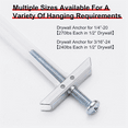 thumbnail image 5 of Drywall Anchor with Bolt for 1/4In-20In Fastener Sizes, Heavy Duty Hollow Drywall Anchor Kit for TV Mounting,22PCS, 5 of 6
