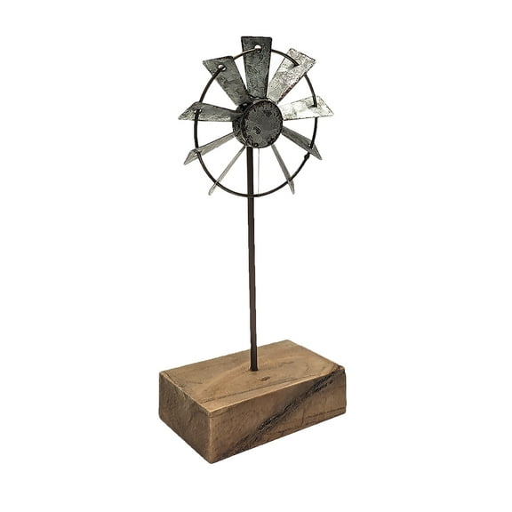Rustic Metal Mini Windmill Kinetic Wind Spinner Farmhouse Desk Living Room Shelf Home Decor