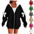 thumbnail image 5 of Inleife Women's Daily Bow Loose Fit Hoodies Long Sleeved Off Shoulder Hooded Sweatshirt Pullover Top, 5 of 5