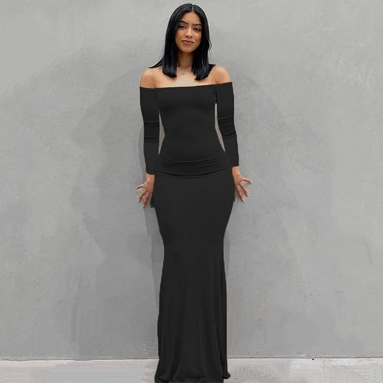 DanceeMangoos Women Sexy Bodycon Maxi Dress Sleeveless Solid Color Slip Dress Elegant Long Cami Dresses Evening Party Walmart