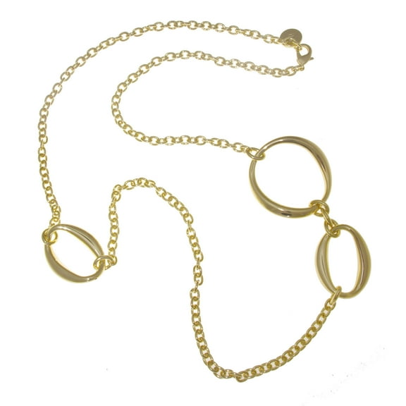 X & O 18KT GEP Long Necklace with Large Oval and small circle links