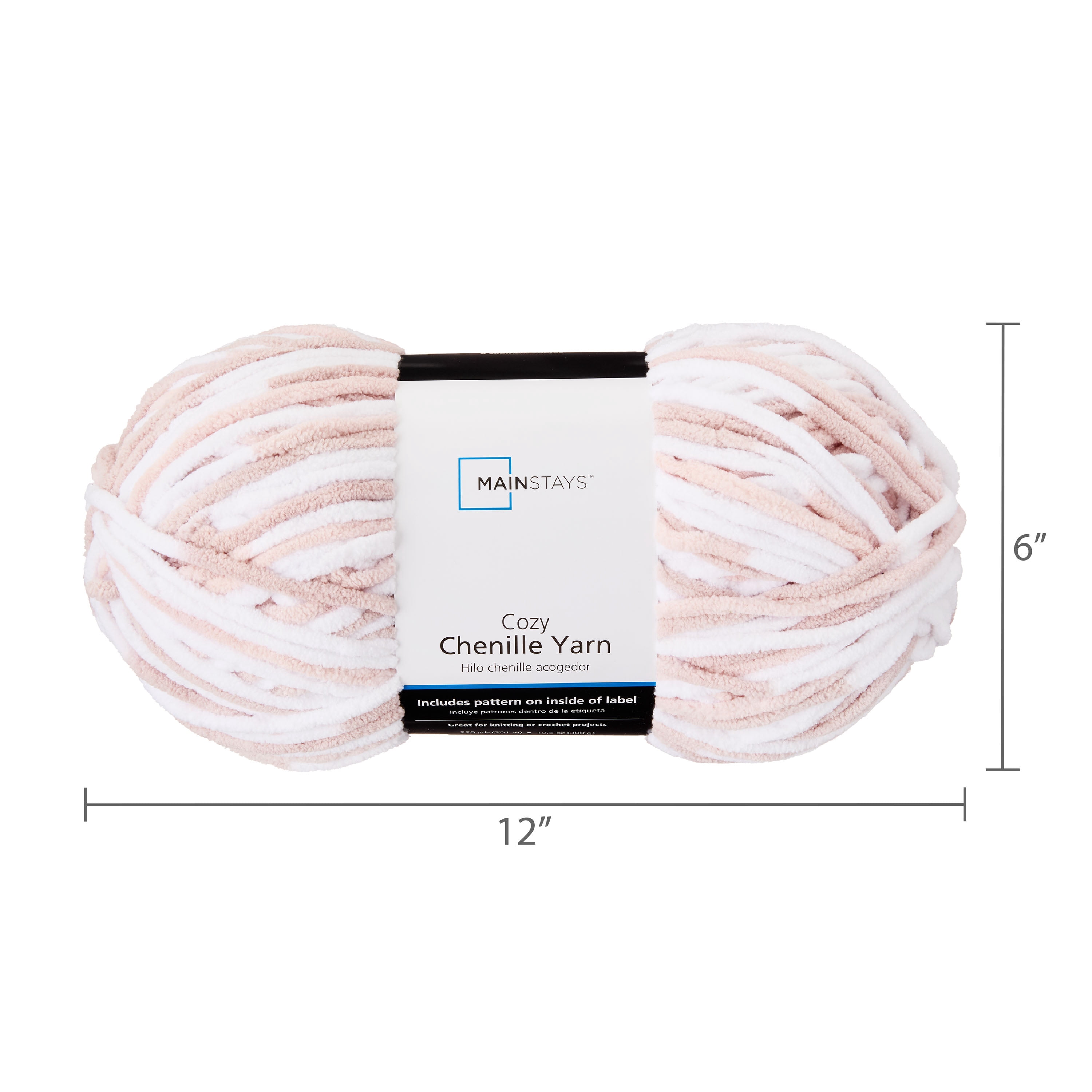 Mainstays Cozy Chenille Yarn, 220 yd, Pink Sands Multi, 100% Polyester, Bulky, Pack of 4