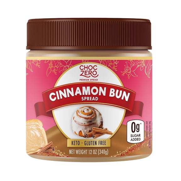 ChocZero Sugar Free Cinnamon Bun Spread, Keto, Low Carb, 12 oz Jar