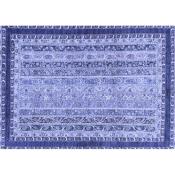 Ahgly Company Machine Washable Indoor Rectangle Oriental Blue Modern Area Rugs, 3' x 5'