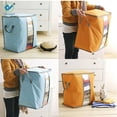 thumbnail image 7 of Deago 3 Pack Foldable Storage Bag, Large Capacity Clothes Organizers with Clear Window, Sturdy Zipper and Reinforced Handle for Comforters, Pillow, Blankets (Blue, 60L), 7 of 7