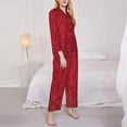 thumbnail image 3 of Balery Vintage Burgundy Pattern Pajama Sets for Women Long Sleeve 2 Piece Sleepwear Loungewear Sets Soft PJ's with Pockets Long Sleeve Comfy Pj Sets-, 3 of 7