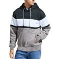 thumbnail image 5 of Htigea Mens Hoodies Pullover Sweatshirt Color Block Fleece Long Sleeve Patchwork Casual Hoodie with Pockets Gray,XXXL, 5 of 5