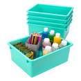 thumbnail image 3 of Storex Plastic Deep Storage Tray, Nesting Letter-Size Paper Sorter, Teal, 5-Pack, 3 of 7