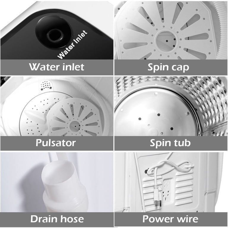 Gymax Compact Mini Twin Tub 8lbs Washing Machine Washer Spinner