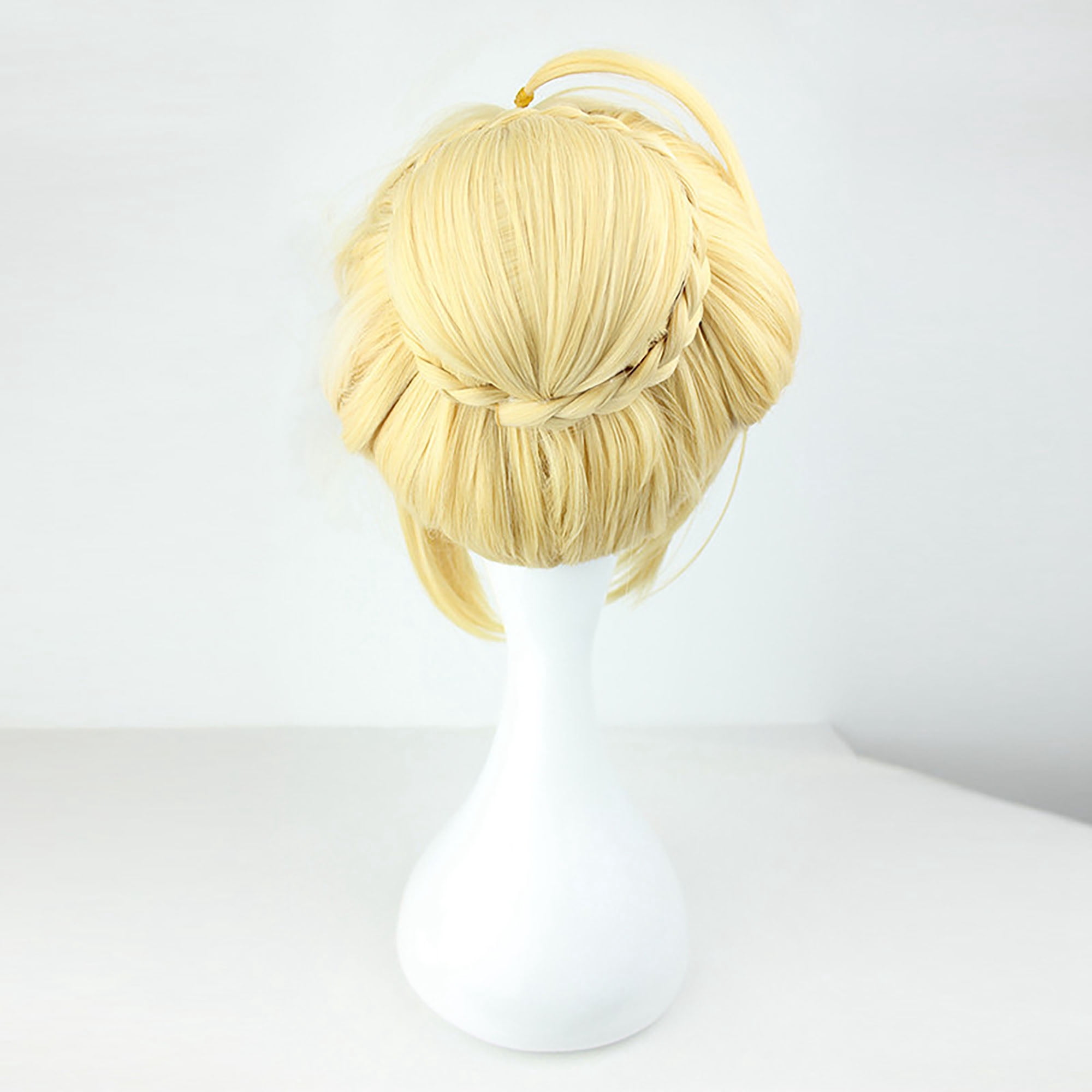 Unique Bargains Human Hair Wigs for Women with Wig Cap Medium Long Hair 18" Gold Tone Wigs