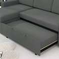 thumbnail image 6 of Convertible Sofa Bed with Pull Out Bed, L-Shaped Sectional Sofa Couch with Storage Chaise and Racks, 3-Seaters Corner Sofa for Living Room, Apartment, Office, Dark Grey, 6 of 7