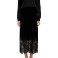 thumbnail image 3 of Women Midi Skirt A-Line Skirt with Lace Trim Long Skirt Casual Midi Skirt Black S, 3 of 9