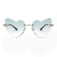 thumbnail image 1 of Womens Gothic Luxe Rimless Beveled Lens Cat Eye Heart Sunglasses Gold Green, 1 of 4