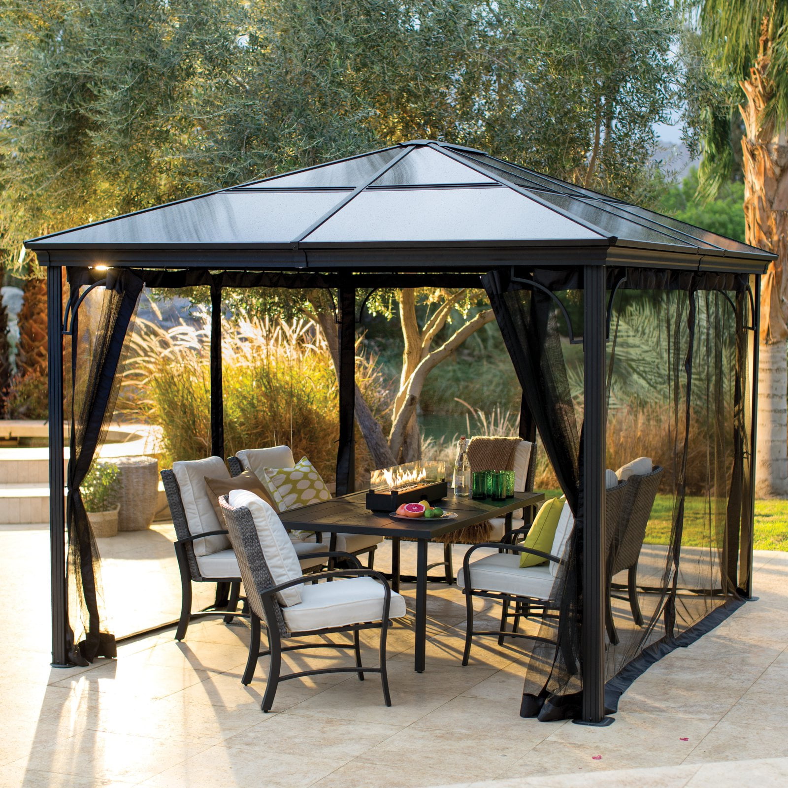 Belham Living Augusta 10 x 12 ft. Gazebo with Polycarbonate Top and Insect Netting by