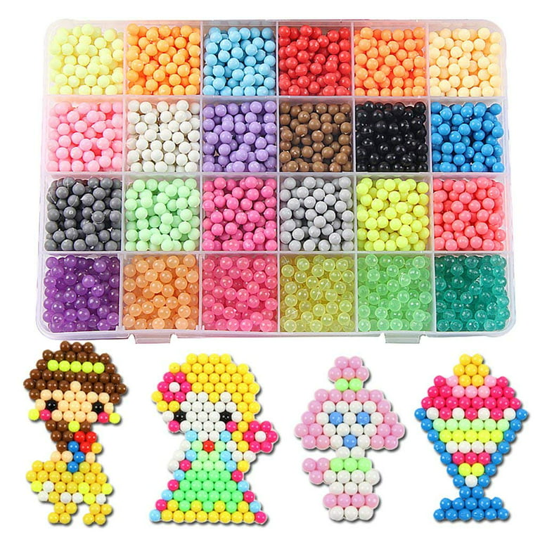 Fuse Beads Kit--24 Colors Water Spray Beads Set Compatible with Aquabeads  and Beados Art Crafts Toys for Kids Over 3000 Classic and Jewel Beads--Christmas  Gifts! 