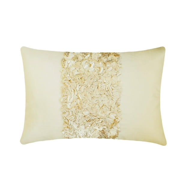 The HomeCentric Ivory Lumbar Pillow Cover, Textured Ribbon Pillows Cover, Pack of 2, 12"x18" (30x45 cm) Lumbar Pillow Cover, Rectangle Silk Lumbar Pillow Cover, Modern Lumbar - Vintage Ivory Love