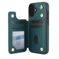thumbnail image 3 of For iPhone 16 Crossbody Wallet Phone Case,With Shoulder Strap,Card Slots,Back Double Magnetic Clasp PU Leather Flip Kickstand,Durable Shockproof Anti-fall Phone Case Cover,Green, 3 of 9