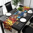 thumbnail image 3 of Blue Red Yellow Table Runner 72 Inches Long, Modern Colored Rainbow Stained Glass Kitchen Coffee Dining Table Decoration for Home Party Birthday Wedding Home Decor 18x72 Inches, 3 of 8