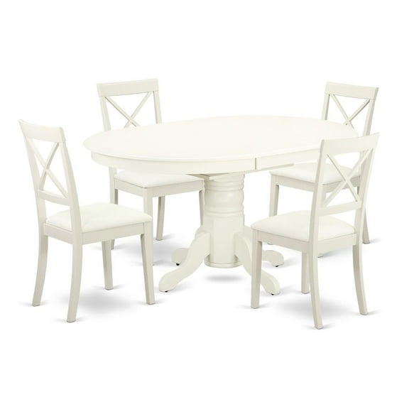 East West Furniture Dining Room Set Linen White, AVBO5-LWH-LC