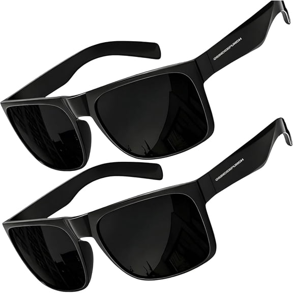 Grinderpunch Super Dark Polarized Sunglasses Men Women Category 4 Sun Glasses Black Out Shades UV400 Protection - 2Pack Super Dark