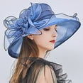 thumbnail image 6 of Visland Organza Church Fascinator Hats for Women Flower Wedding Tea Party Hat Wide Brim Sun Hat, 6 of 8