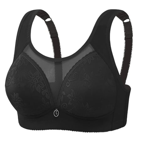 Gnurob Womens Push Up Bra Wireless Bralette Plus Size Brassiere Widen Band Bras Lightly Lined Cups Bralettes Cozy Breathable lingerie for Ladies Clearance Saving Black 4X-Large