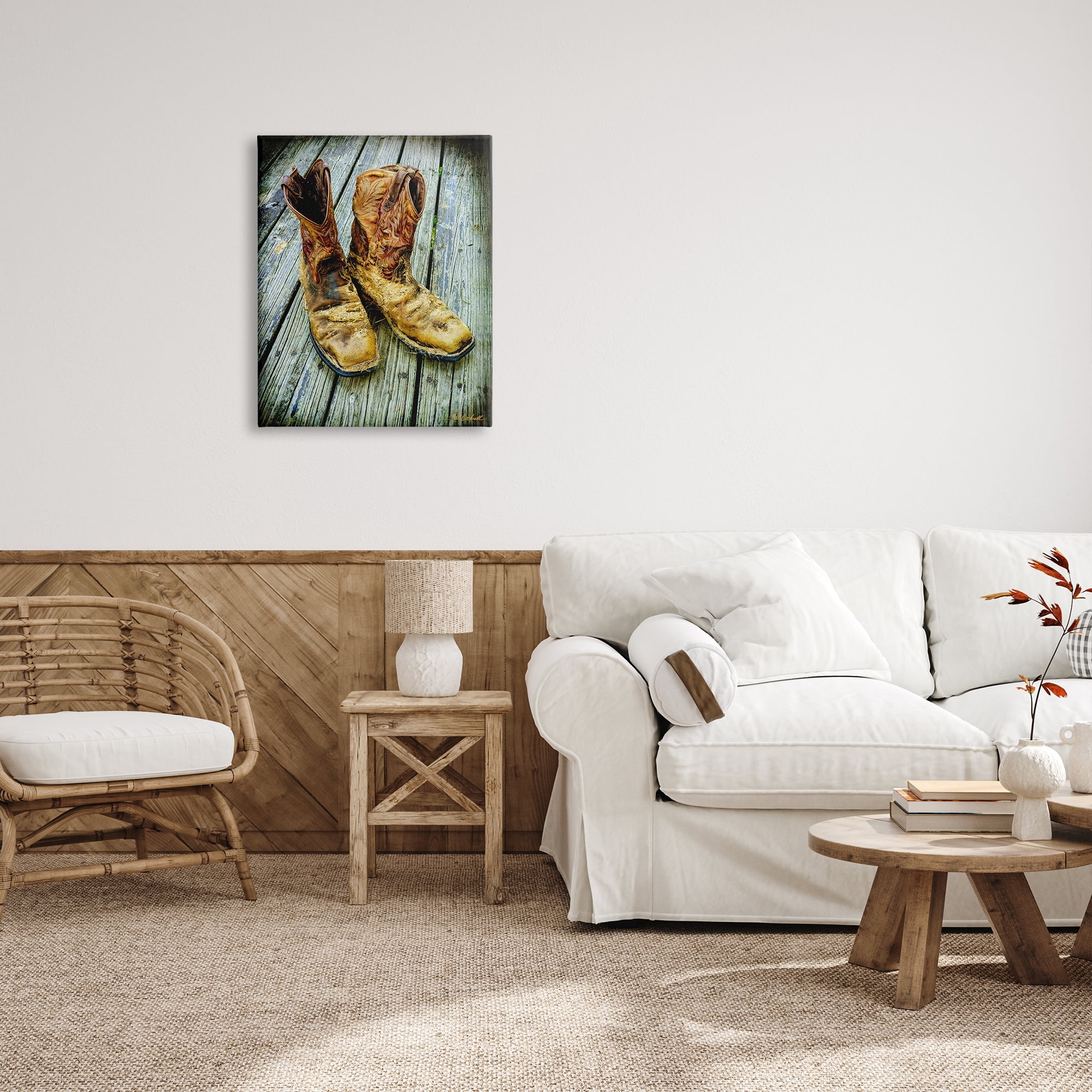 Stupell Industries Old Work Boots Photography Beauty & Fashion Photography Gallery Wrapped Canvas Print Wall Art, 24 x 30