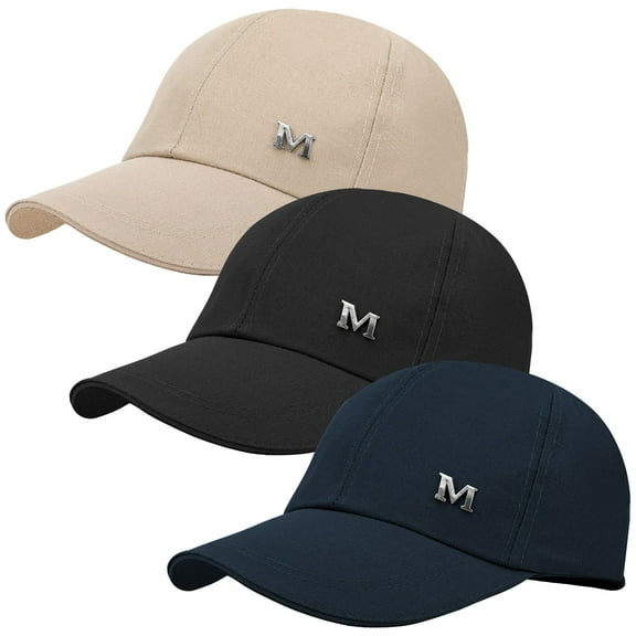 Bocaoying 3 Pack Cotton Baseball Caps for Women Men, Adjustable Solid Color Sun Hat for Head Circumference 21.7-23.6 in, Breathable Sport Hat for Running Workouts Outdoor Activities