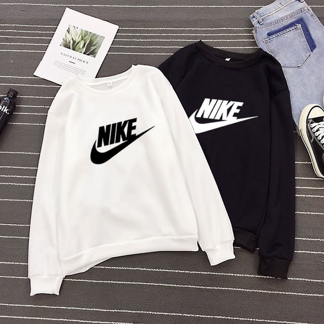 NK Sudadera De Impresión De Manga Larga De Moda Cuello Redondo Suelto Talla Grande Suéteres De Color Sólido Ropa De Parejapangjing