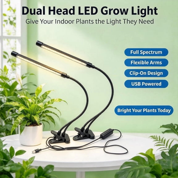 Full Spectrum LED Clip Grow Light,5 Dimming Levels, 3/9/12H Auto Timer,Adjustable Supplement Growing Lamp for Indoor House Plants