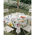 thumbnail image 3 of Square Outdoor Tablecloth with Umbrella Hole Colored Flower Outside Table Cloth Waterproof Patio Table Cover Green Leaf Aesthetics Pastel Spring Plant Zipper Tablecloths for Picnic Camping 60x60 Inch, 3 of 8