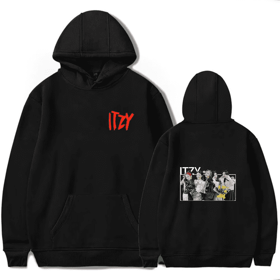 ITZY Merch Hoodie Trendy And Fashionable Hooded Sweatshirt With Cool Printed Logo Black Sweatshirt