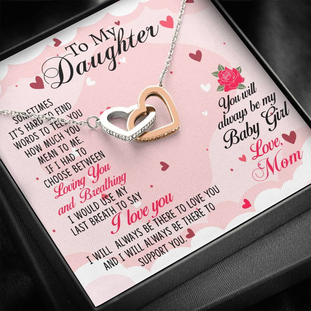 To My Daughter Heart Cubic Zirconia Necklace Baby Girl Mom to Daughter Gift