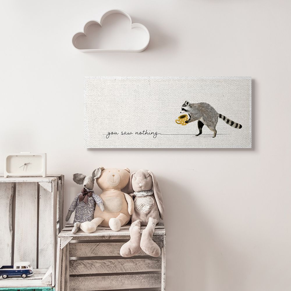 Stupell Industries You Saw Nothing Phrase Animal Humor Raccoon Coffee Canvas Wall Art Design by Victoria Barnes, 13" x 30"