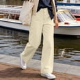 thumbnail image 5 of Women's High Waisted Wide Leg Pants, Single Breasted Office Trousers with Side Pockets, Structured Drape Casual Suit Pants for Work and Business Casual Beige L, 5 of 5
