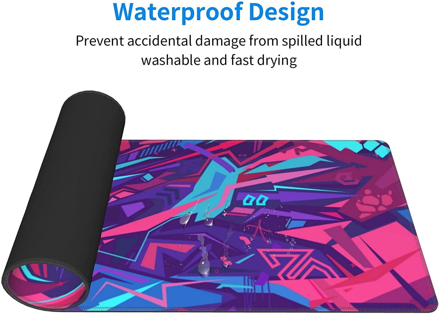 XL Large Gaming Mouse Pad with Stitched Edges, Metaverse Cyber Graffiti Extended Mousepad with Non-Slip, Long Waterproof Keyboard Pad Mouse Mat for Computer Laptop for Gamer Office Decor, 31.5*11.8 In