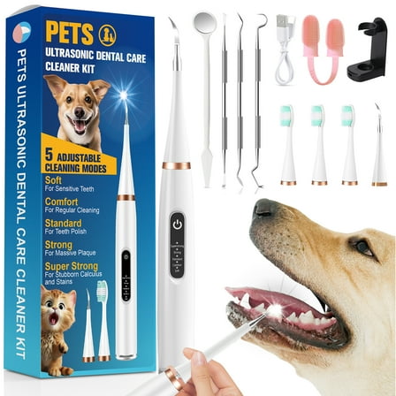 Dental Care Cleaner Kit for Dogs Cats Reduces Plaque & Tartar Buildup，Dog Toothbrush Kit Gentle and Comfortable for Pet Teeth Oral Care