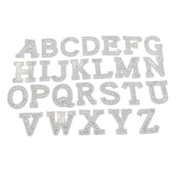 26 piezas parches de letras AZ alfabeto apliques parches coser apliques insignia Diamante de imitación
