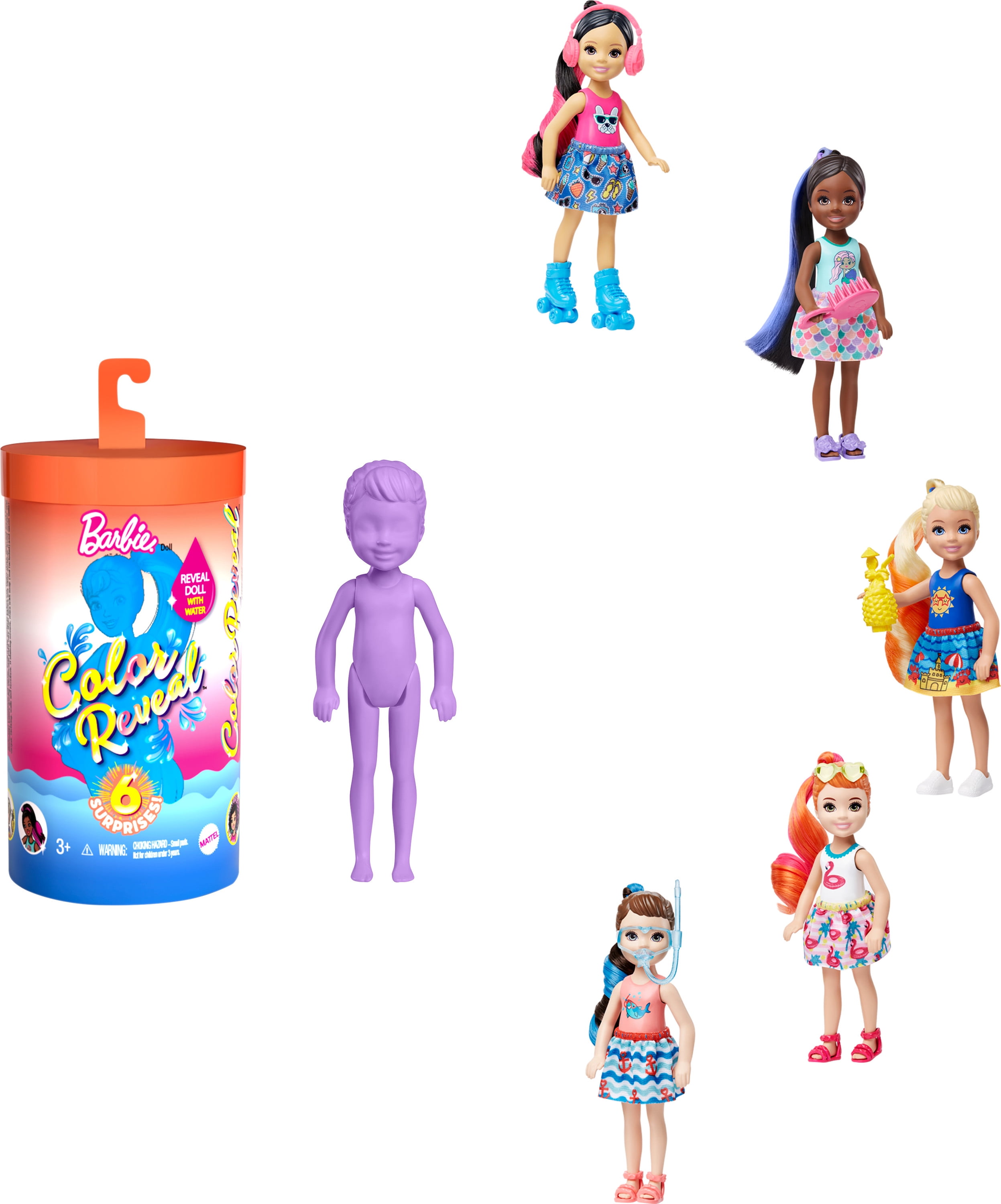 Barbie Doll Colour Reveal Doll with 6 Surprises 