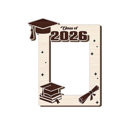 2026 Graduation Photo Frame, Wooden Picture Frame for Graduation Gifts, 2D Tabletop or Wall Display Keepsake for Graduate, Class of 2026 Decor, Festival Gift