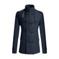 thumbnail image 5 of INSPIRE CHIC Men's Winter Trench Coat Stand Collar Double Breasted Pea Coats M Navy Blue, 5 of 7