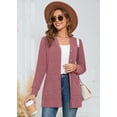 thumbnail image 6 of SHOWMALL Women's Ribbed Knit Cardigan Sweater, Dusty Rose XL V-Neck Button Down, Long Sleeve, Soft Brushed, Pockets, Layering for Fall/Winter, 6 of 7