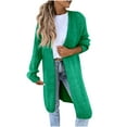 thumbnail image 1 of Chaqueta y abrigo informal de manga larga sin capucha para mujer, otoño e invierno, color liso, moda, largo medio, suéter de punto, cárdigan, abrigo para mujer, 1 of 7