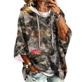 thumbnail image 2 of Womens Casual Drawstring Hoodie 3/4 Sleeve All Over Leaf Print Relax Fit Lightweight Blouse For Weekend Gathering, 2 of 7