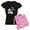 With Pink Camo Pant, variant on - Cute Kitty Big Sister Women's Dark Pajamas - Women's Short Sleeve Print T-Shirt and Pants Dark Cotton Pajama Set