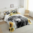 Highland Cow Bedding Set Twin Size, Bull Cattle Sunflower Comforter Set