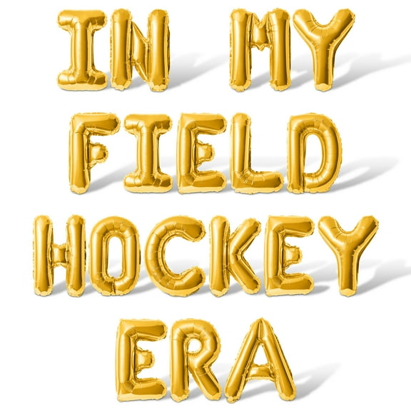 Letter Balloons - IN MY FIELD HOCKEY ERA 16" Inch Alphabet Letters Foil Mylar Balloon Field Hockey Themed Birthday Party Banner (Gold)