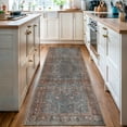 thumbnail image 3 of Luria Rugs Easy Care 2'6" x 7' Non-Slip 7 Foot Long Runner Rug for Entryway, Kitchen, Hallway, Bedroom, Bathroom Vintage Oriental - Stain Resistant & Durable, Moreno Collection - Blue/Peach, 3 of 7