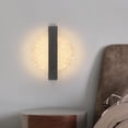 thumbnail image 3 of Aplique de pared LED regulable de 12 W, moderno aplique de pared de aluminio para interiores, lámpara de noche LED, aplique de pared redondo de acrílico negro para sala de estar, dormitorio y escalera, 3 of 4