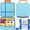 Ocean Blue, variant on 36OZ Chill Bento Box Leak Proof Lunch Box with Ice Pack Keep Food Cold, 4-Compartment Lunch Container with Utensils (Cotton Candy)